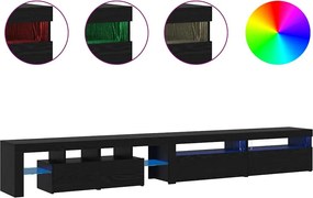 vidaXL Ντουλάπι TV με led 3 pcs Μαύρη Οξυά 290 x 36,5 x 40 εκ