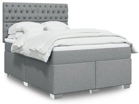 Κρεβάτι Boxspring με Στρώμα Ανοιχτό Γκρι 140x200 εκ. Υφασμάτινο