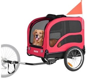 VEVOR Dog Bike Trailer, Supports up to 45 kg, Pet Cart Bicycle Carrier for Small & Large Dogs, Easy Folding Frame with Quick Release Wheel, Universal Bicycle Coupler, Reflector, Flag, Internal Leash