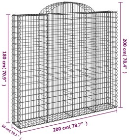 vidaXL Συρματοκιβώτια Τοξωτά 20 τεμ. 200x50x180/200 εκ. Γαλβαν. Ατσάλι