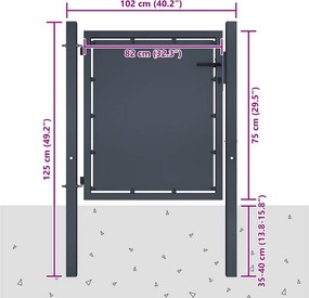 vidaXL Πόρτα Κήπου Ανθρακί 100x75 εκ. από Ατσάλι