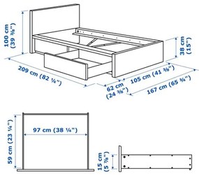 MALM σκελετός κρεβατιού/ψηλός με 2 κουτιά αποθήκευσης, 90X200 cm 690.115.05