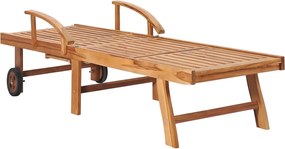 vidaXL Ξαπλώστρες 2 τεμ. από Μασίφ Ξύλο Teak με Τραπέζι και Μαξιλάρι