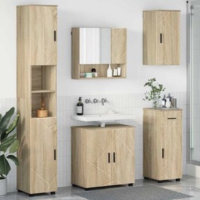 vidaXL Σετ Επίπλων Μπάνιου με πόρτα 5 pcs Sonoma Δρυς 61 x 35 x 64 εκ.