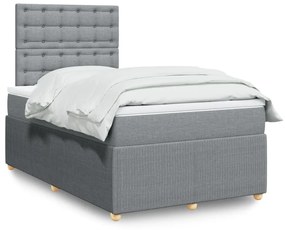 Κρεβάτι Boxspring με Στρώμα Ανοιχτό Γκρι 120x190 εκ. Υφασμάτινο