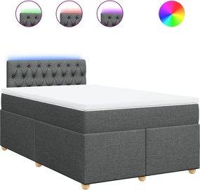 vidaXL Κρεβάτι Boxspring με Στρώμα Σκούρο Γκρι 120x200 εκ. Υφασμάτινο
