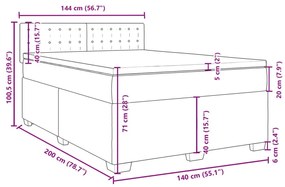 Κρεβάτι Boxspring με Στρώμα Μαύρο 140x200 εκ. Βελούδινο - Μαύρο