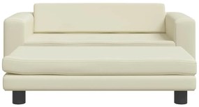 vidaXL Καναπές Παιδικός με Υποπόδιο Κρεμ 100 x 50 x 30 εκ. Συνθ. Δέρμα