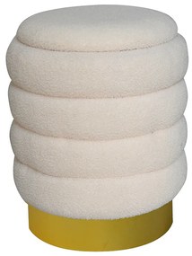 Σκαμπό-μπαούλο Dazzle μπουκλέ cream-χρυσό Φ36x44εκ Υλικό: BOUCLE MDF  NORMAL FOAM 257-000014
