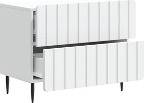 vidaXL Κομοδίνο Λευκό 62 x 34,5 x 49,5 εκ. Επεξεργασμένο Ξύλο