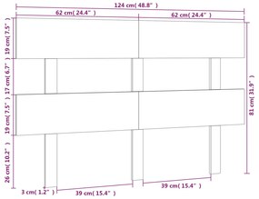 vidaXL Κεφαλάρι Κρεβατιού Λευκό 124 x 3 x 81 εκ. Μασίφ Ξύλο Πεύκου