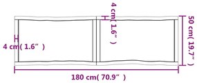 Επιφ Τραπεζιού Αν Καφέ 180x50x(2-4)εκ.Ακατέργ. Μασίφ Ξύλο Δρυός - Καφέ