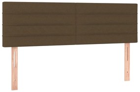 vidaXL Κρεβάτι Boxspring με Στρώμα &amp; LED Σκ.Καφέ 140x200 εκ Υφασμάτινο