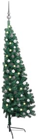 vidaXL Χριστ. Δέντρο Μισό Προφωτισμένο Τεχνητό Μπάλες Πράσινο 210εκ