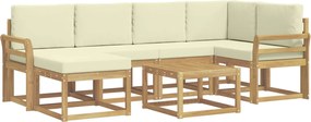 vidaXL Σειρά Καναπέ Εξωτερικού με μαξιλάρι 7 pcs Λευκό και Κρεμ