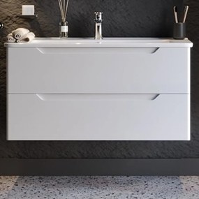 Έπιπλο Μπάνιου Πάγκος Με Νιπτήρα Perla 100 S3BPERL100W 105x46x53cm White Πορσελάνη,Mdf