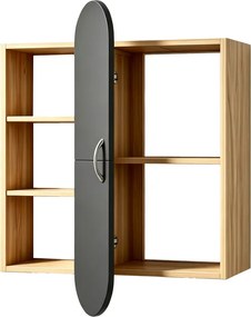 Ραφιέρα τοίχου Jonna pakoworld sonoma με ανθρακί MDF 60x10x80εκ