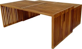 Τραπέζι Tinnie pakoworld σετ 2τεμ teak ξύλο σε φυσική απόχρωση