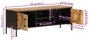 Έπιπλο Τηλεόρασης 110x35x40 εκ. Ακατέργαστο Μασίφ Ξύλο Μάνγκο - Καφέ