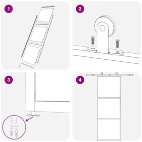 vidaXL Πόρτα Συρόμενη 3 πάνελ Μαύρη 76 x 205 εκ. από Γυαλί ESG / Αλουμίνιο