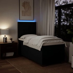 vidaXL Κρεβάτι Boxspring με Στρώμα Μαύρο 100 x 200 εκ. Υφασμάτινο