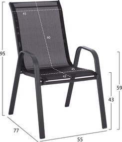 ΣΕΤ ΤΡΑΠΕΖΑΡΙΑΣ 5ΤΜΧ ADAM HM10897.03 ΤΡΑΠΕΖΙ 110x60εκ &amp; 4 ΠΟΛΥΘΡΟΝΕΣ--ΜΑΥΡΟ