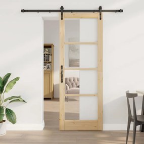 vidaXL Ολισθητή Πόρτα Καφέ 78 x 211 εκ Ξύλο και μέταλλο