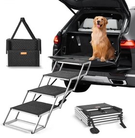 VEVOR Dog Stair for Cars 4-step Folding Dog Steps Aluminum Loads up to 250 lbs