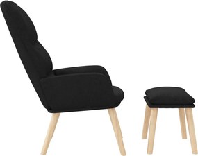 vidaXL Πολυθρόνα Relax Μαύρη Υφασμάτινη με Σκαμπό