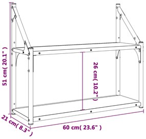 Ραφιέρα Τοίχου με 2 Ράφια Sonoma Δρυς 60x21x51 εκ Επεξεργ. Ξύλο - Καφέ