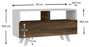 Έπιπλο τηλεόρασης Novela Megapap από μελαμίνη χρώμα λευκό - καρυδί 90x29,5x50εκ.