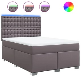 vidaXL Κρεβάτι Boxspring με Στρώμα Γκρι 160x200εκ. από Συνθετικό Δέρμα