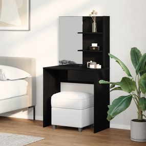 vidaXL Μαύρο Τραπέζι Μακιγιάζ με Καθρέπτη - 74.5 x 40 x 141 εκ