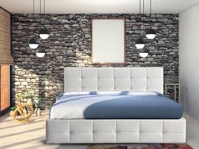 Κρεβάτι Mesa 326, Διπλό, Άσπρο, 160x200, Οικολογικό δέρμα, Τάβλες για Κρεβάτι, 168x215x107cm, 59 kg | Epipla1.gr