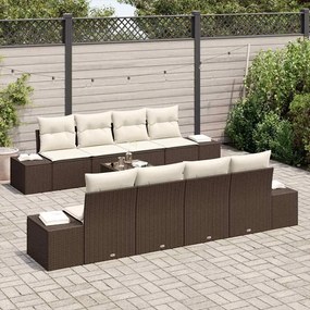 vidaXL Σετ Καναπέ Κήπου 7 pcs Καφέ και κρεμ συνθετικό ρατάν
