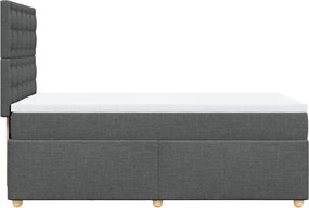 vidaXL Κρεβάτι Boxspring με Στρώμα Σκούρο Γκρι 100x200 εκ. Υφασμάτινο