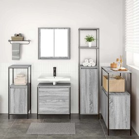 vidaXL Σετ Επίπλων Μπάνιου με ράφι 5 pcs Γκρι Επεξεργασμένο ξύλο