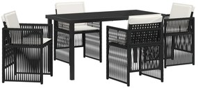vidaXL Σετ Τραπεζαρίας 5 Τεμαχίων  με Μαξιλάρια Μαύρο Πολυ Ράτταν