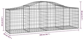 vidaXL Συρματοκιβώτια Τοξωτά 8 τεμ. 200x50x60/80 εκ. Γαλβαν. Ατσάλι