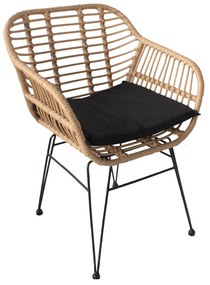 Καρέκλα Κήπου  ACTORIUS Φυσικό/Μαύρο Μέταλλο/Rattan 57x53x81cm - ART-14510019