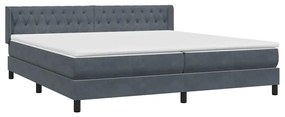 Κρεβάτι Boxspring με Στρώμα Σκούρο Γκρι 200x210 εκ. Βελούδινο - Γκρι