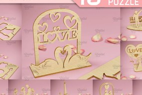 Intra απο ξύλο plywood 3mm-4mm πάχος παζλ για την Ημέρα του Αγίου Βαλεντίνου 3D Δίασταση 15x15 cm INTRAFABR-82900868