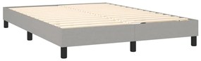 vidaXL Κρεβάτι Boxspring με Στρώμα Ανοιχτό Γκρι 140x190 εκ. Υφασμάτινο