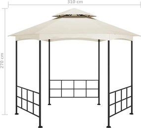 vidaXL Κιόσκι με Πλευρικά Τοιχώματα Κρεμ 3,1 x 2,7 μ.