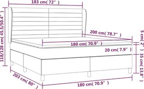 vidaXL Κρεβάτι Boxspring με Στρώμα Taupe 180x200 εκ. Υφασμάτινο