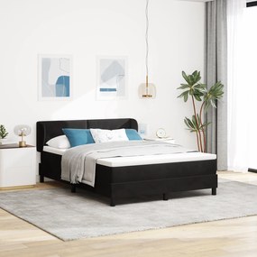 vidaXL Κρεβάτι Box Spring με Στρώμα Μαύρο 140x190 εκ. Βελούδο