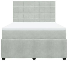 Κρεβάτι Boxspring με Στρώμα Ανοιχτό Γκρι 160x200 εκ. Βελούδινο - Γκρι