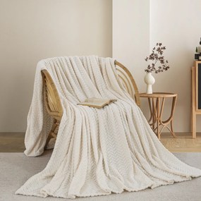 Κουβέρτα Fleece Ημίδιπλη (180x240) AdamHome 550 Ecru