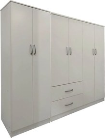 Ντουλάπα εξάφυλλη Athos Ι pakoworld λευκή 200,5x42x180εκ