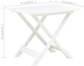 vidaXL Τραπέζι Κήπου Πτυσσόμενο Λευκό 79 x 72 x 70 εκ. Πλαστικό